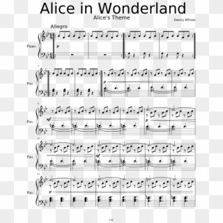 Alice In Wonderland Sheet Music Composed By Danny Elfman - Alice Theme Violin Notes Clipart