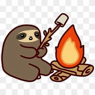 Sloth Fire Animal Marshmallow Camping Tumblr - Sloth Roasting Marshmallows Clipart
