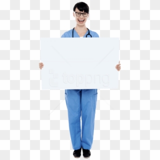 Free Png Download Doctor Holding Banner Png Images - Sitting Clipart