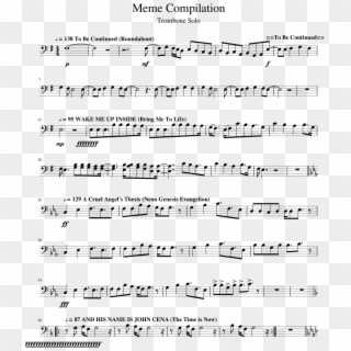Trombone Solo Sheet Music For Trombone Download Free - Trombone Meme Sheet Music Clipart