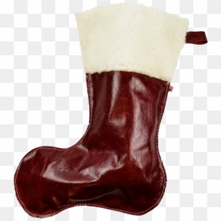 Christmas Stockings In Italian Red Leather With Wool - Snow Boot Clipart