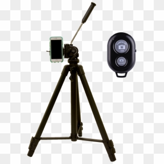 Phone To Tripod Adapter And Bluetooth Remote Shutter - Tripod Clipart