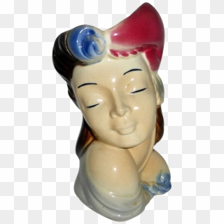 Royal Copley Glamour Girl Head Vase Wall Pocket Closed - Figurine Clipart
