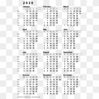 2020 Calendar Png Download Image - 2020 Calendar With Week Numbers Clipart