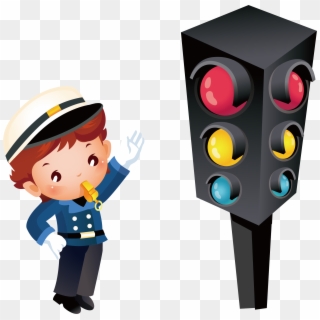 Clip Art Black And White Traffic Burglar Transprent - Traffic Light And Police Clipart - Png Download