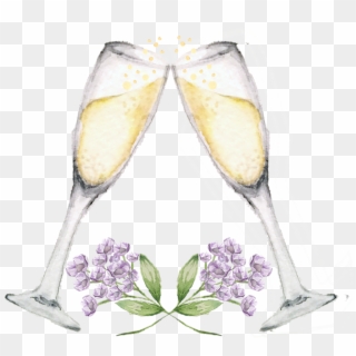 Champagne Glasses Flowers Clipart