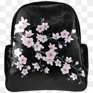 Cherry Blossoms Black Pink Sakura Floral Asia Multi-pockets - Cherry Blossom Clipart