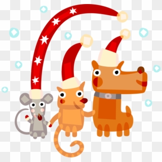 Vector Illustration Of Cat, Dog, And Mouse Animals Clipart