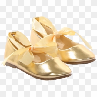 Gold Ballet Flats Girls Dress Shoes With Grosgrain - Ballet Flat Clipart