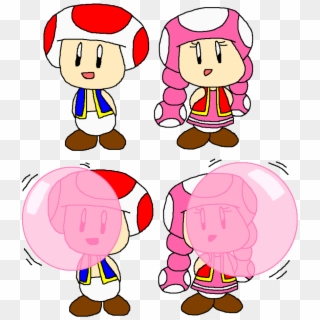 Toad And Toadette Normal And Bubble Gum By Pokegirlrules - Toad And Toadette Bubblegum Clipart