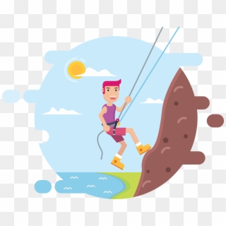 Mountaineering Abseiling Rope Men - Rappelling Cartoon Clipart