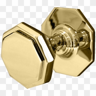 Hexagonal Flat Center Door Knob Polished Brass - Hexagonal Door Knob Clipart