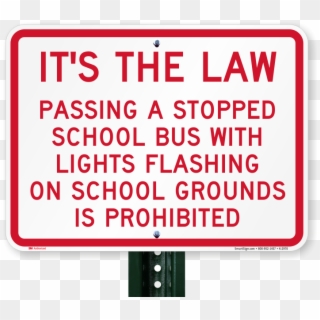 Passing Stopped Bus With Lights Prohibited Sign - Sign Clipart