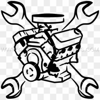 Engine Block & Wrenches Clipart