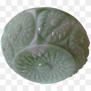 Green White Vintage Slag Glass Rose Bowl Jardiniere Clipart