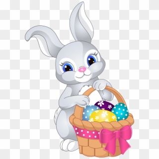 Easter Bunny Basket Png - Cute Cartoon Easter Bunny Clipart