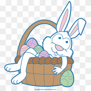 Click To Save Image - Easter Bunny With Basket Clip Art - Png Download