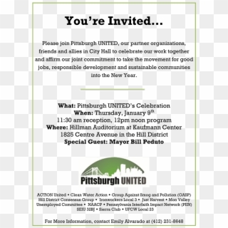 Pittsburgh United, Mayor & Council Celebration Invitation - Invitation For Health Awareness Program Clipart