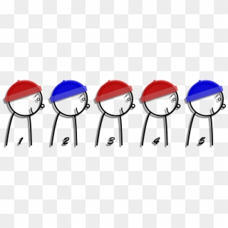Prisoners In A Row Wearing Hats Red Blue Red Red Blue - 100 Hat Riddle Clipart