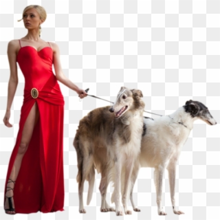 Girl With Pets - Borzoi Clipart
