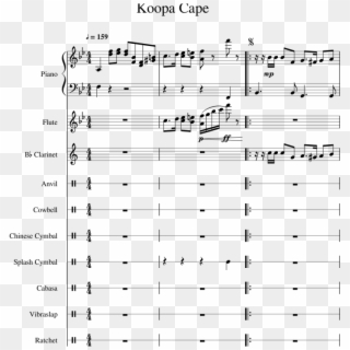 Koopa Cape Sheet Music For Piano, Flute, Clarinet, Clipart