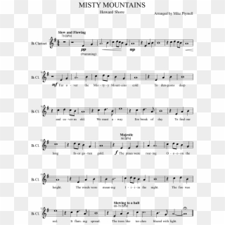 Misty Mountains For Clarinet - Hobbit Theme On Clarinet Clipart