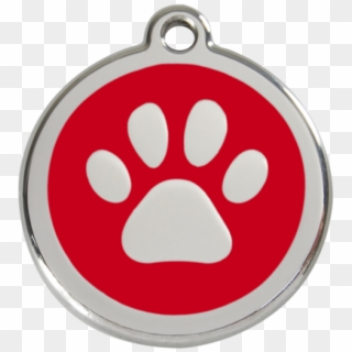 Red Pawprint Pet Tag - Red Dog Tag Png Clipart