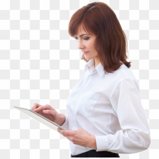 Woman With A Tablet - Woman Tablet Png Clipart
