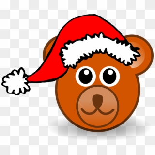 Free Funny Teddy Bear Face Brown With Santa Claus Hat - Santa Bear Clipart - Png Download
