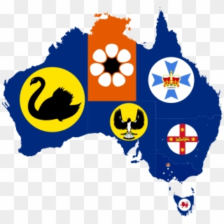 Flag-map Of States And Territories Of Australia - Australian State And Territory Flags Clipart