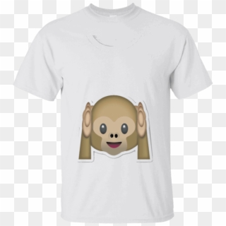 Monkey Emoji T-shirt Hear No Evil Hands Over Ears Listen - Monkey Covering Ears Emoji Clipart