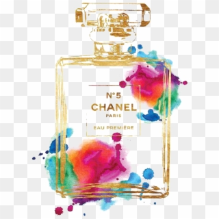 Drawn Bottle Chanel - Watercolor Chanel Perfume Painting Clipart