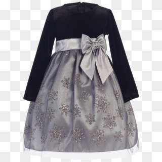 Silver Glitter Snowflake Girls Holiday Dress W - Silver Girls Holiday Dresses Clipart