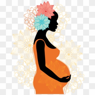 Image Black And White Library Pregnancy Clip Art Flowers - Pregnant Mother Silhouette - Png Download