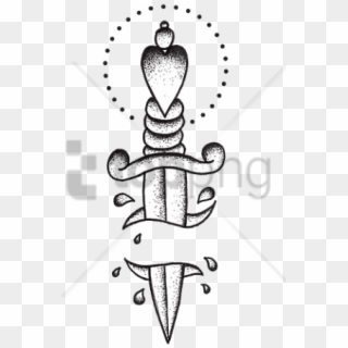 Free Png Knife Heart Tattoo Png Image With Transparent - Traditional Dagger Tattoo Black And White Clipart