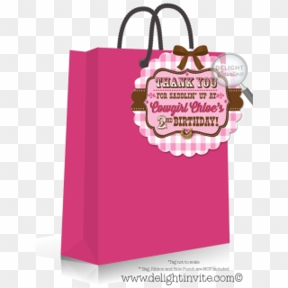 Pink Checkered Cowgirl Birthday Favor Tags Clipart