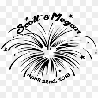 Scott Megan Wedding Logo - Fireworks Clip Art Black And White - Png Download