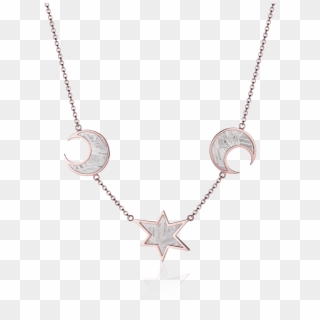Meteorite Moons And Star Necklace In Red Gold - Necklace Clipart