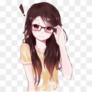 Brunette Anime Girl Glasses , Png Download Clipart