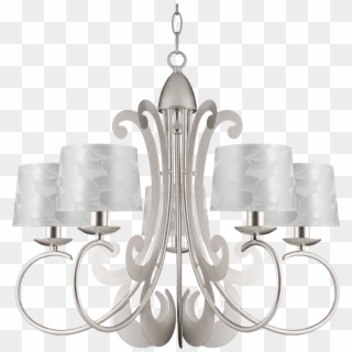 5-light Silver Leaf Ceiling Light Fitting With Shade - Chandelier Clipart