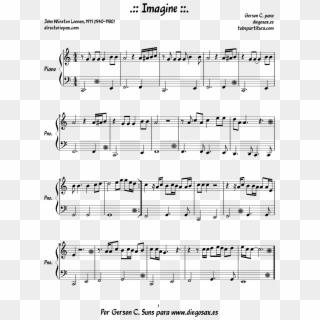Easy Piano Sheet Music Popular Songs Background 1 Hd - Partituras Para Piano Imagine Clipart