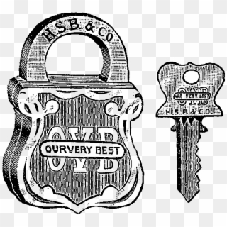 Vintage Clipart Lock And Key - Antique Lock Clip Art - Png Download