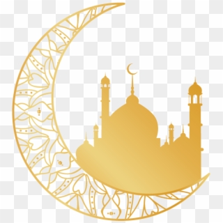 Religion Islam Golden Moon Religious Motifs Transprent - Gold Eid Moon Png Clipart