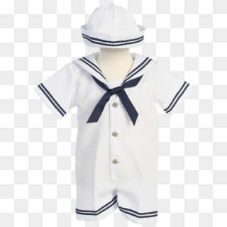 Classic Nautical Romper Outfit White Gabardine With - دعاء للمرأة بعد الولادة Clipart
