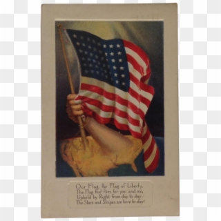 1918 Patriotic Postcard With American Flag - Flag Of The United States Clipart