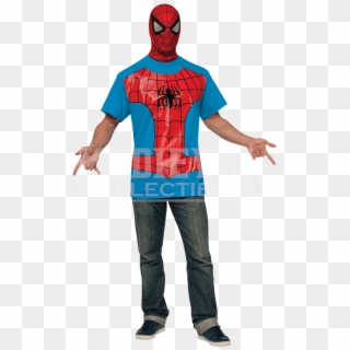 Adult Spider Man Costume Top And Mask - Spiderman Costume For Adult Male Clipart