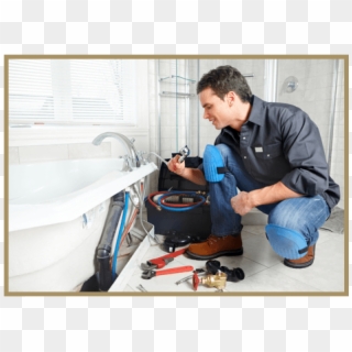 Plumber Fixing Bathtub - Handyman Plumber Clipart