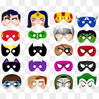 20 Printable Superhero Masks $28 - Super Hero Masks Art Clip - Png Download