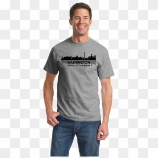 Unisex Grey Washington, Dc City Skyline T-shirt - Port And Company Essential Tee Clipart