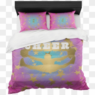 Cheer Silhouette With Stars In Gold And Magenta To - Duvet Cover Clipart